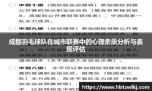 成都羽毛球队在城市联赛中的心理素质分析与表现评估